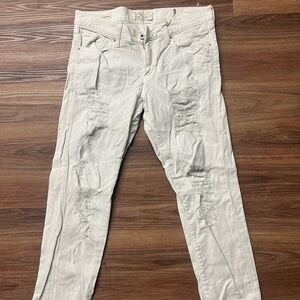Lucky Brand Distressed Cream Straight Leg Jeans